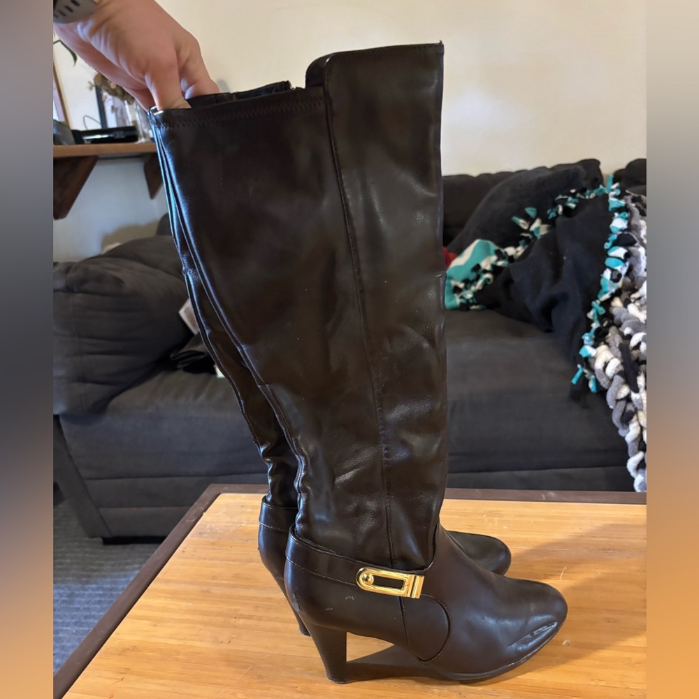 Kelly & Katie Dark Brown Leather Heeled Boots